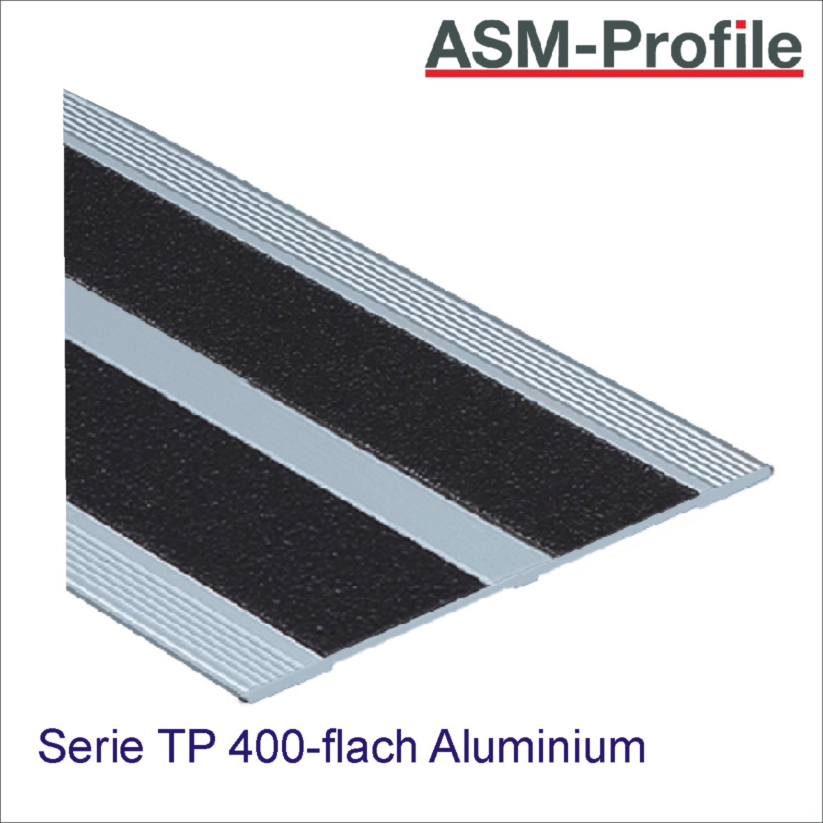 Treppenprofile aus Aluminium mit Anti-Rutsch Einlage (flach)